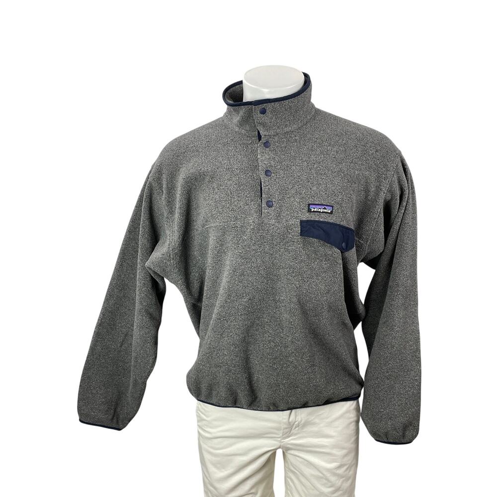 Patagonia Synchilla Men's Gray Long Sleeves Pullover Snap-T Fleece Coat Jacket M